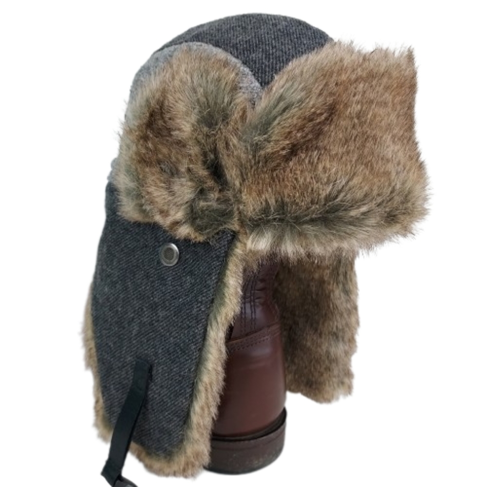 Outdoor Life Trappers Hat, size L/XL, grey & brown